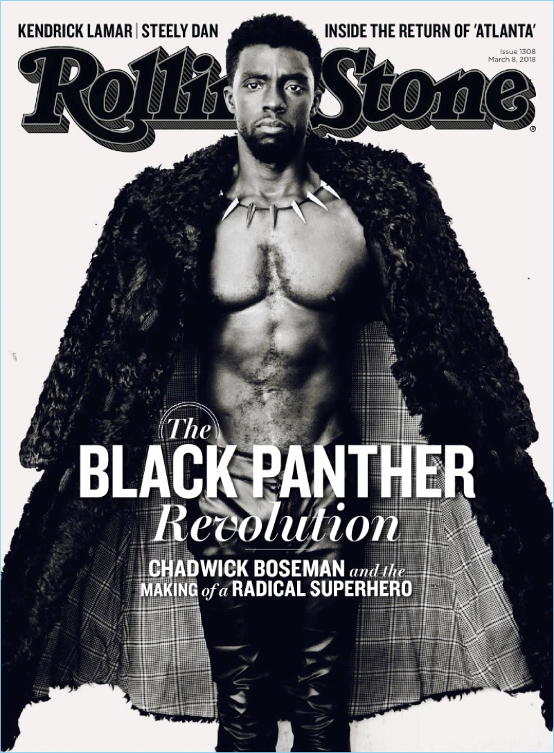 Chadwick Boseman goes shirtless for the cover of Rolling Stone.