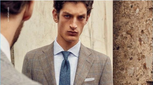 Aaron Shandel & Kit Butler Don Elegant Tailoring for Corneliani Spring '18 Campaign Aaron Shandel fronts Corneliani's spring-summer 2018 campaign.