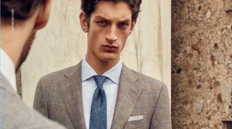 Aaron Shandel fronts Corneliani's spring-summer 2018 campaign.