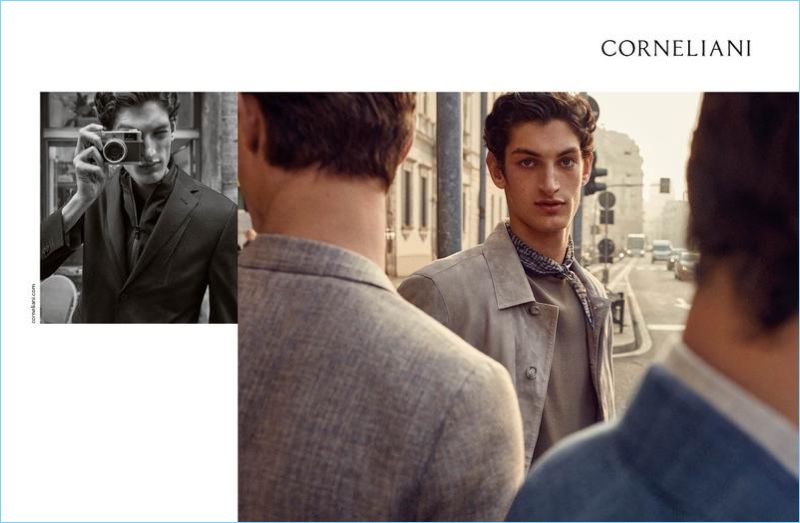 Corneliani enlists Aaron Shandel as the star of its spring-summer 2018 campaign.