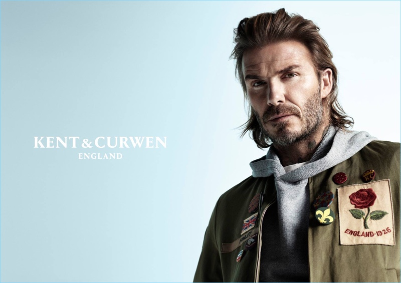 David Beckham enfrenta a campanha Spring-Summer 2018 de Kent & Curwen.