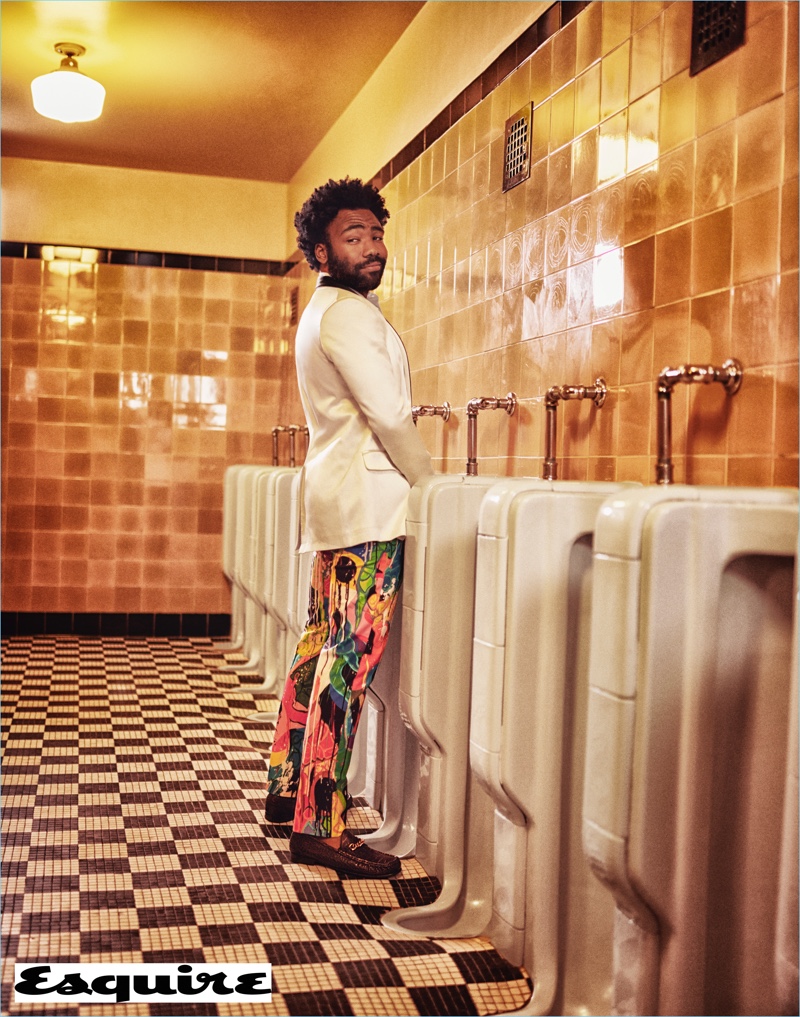 An all-around funnyman, Donald Glover wears a Balmain jacket with Agnès B. trousers and Tom Ford loafers.