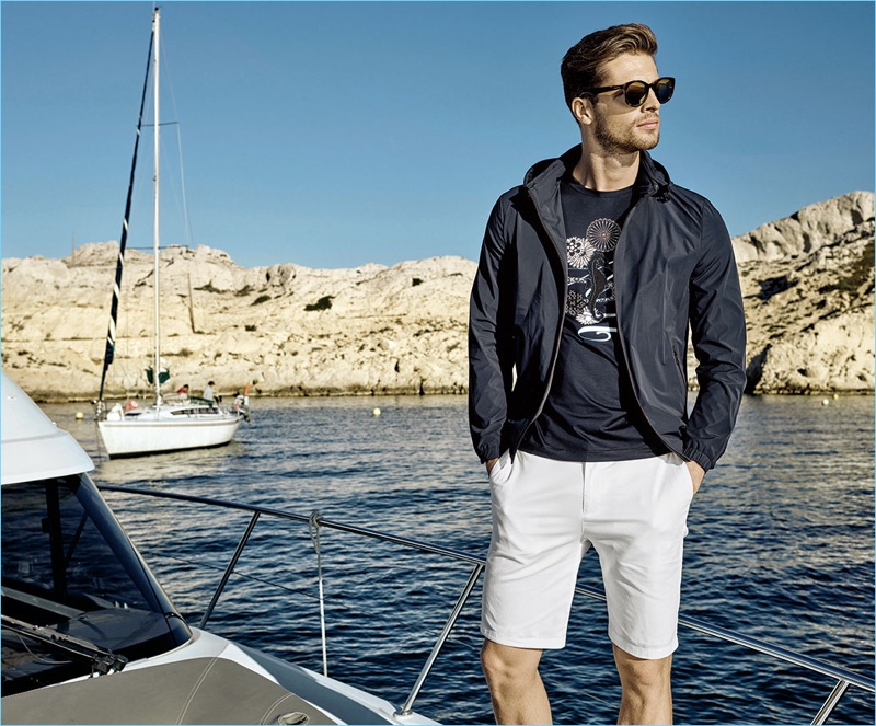Embracing nautical style, Edward Wilding stars in Autason's spring-summer 2018 campaign.