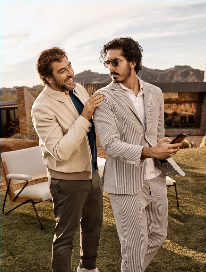 Ermenegildo Zegna enlists Javier Bardem and Dev Patel as the stars of its spring-summer 2018 campaign.