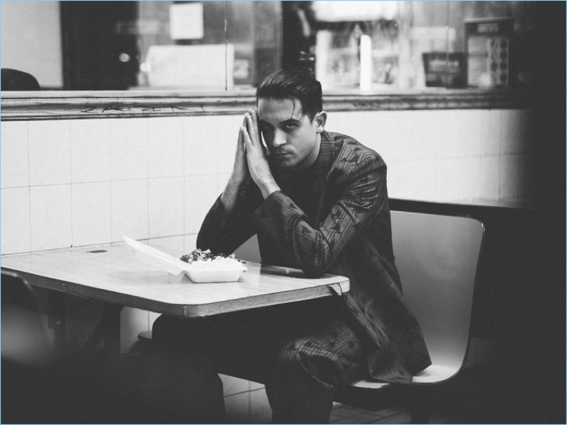 Connecting with Flaunt magazine, G-Eazy dons a Marni suit with a Hugo Boss shirt. » G-Eazy Covers Flaunt, Reflects on Current Success Connecting with Flaunt magazine, G-Eazy dons a Marni suit with a Hugo Boss shirt.