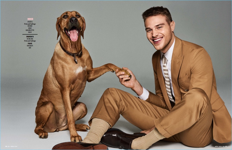 Matthew Noszka wears BOSS by Hugo Boss.