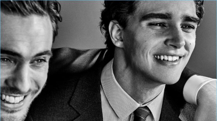 Models Maxime Daunay and Pepe Barroso come together for Giorgio Armani's Made to Measure campaign.