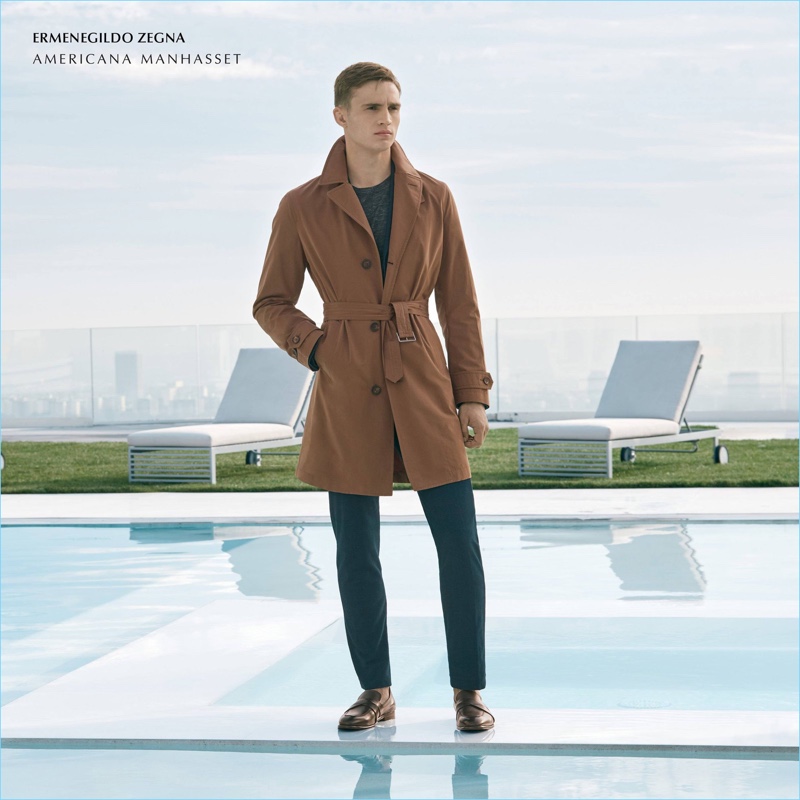 Appearing poolside, Julian Schneyder wears Ermenegildo Zegna.