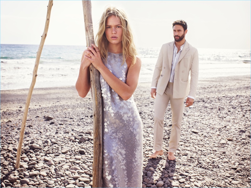 Anna Ewers and Noah Mills appear in Mango's spring-summer 2018 campaign.