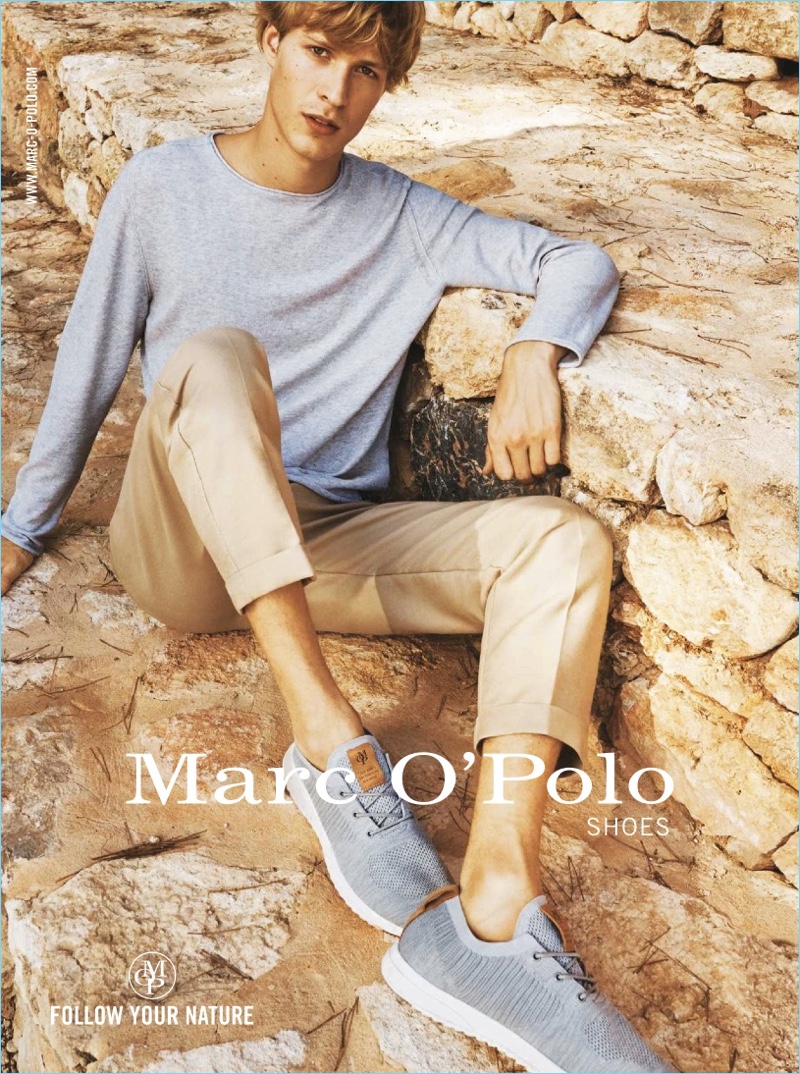 Dutch model Sven de Vries shows off new sneakers from Marc O'Polo.