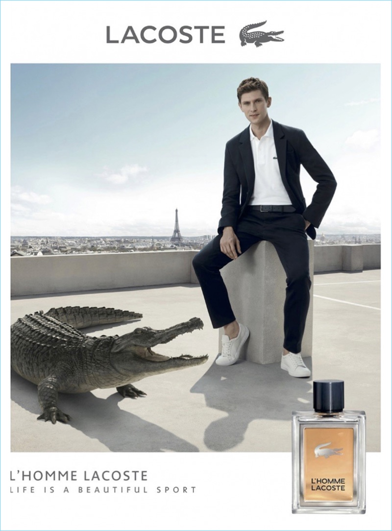 Mathias Lauridsen stars in the L'Homme Lacoste fragrance campaign.
