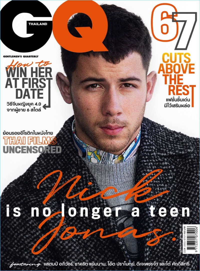 Nick Jonas covers the February 2018 issue of GQ Thailand.