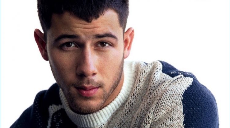 Singer Nick Jonas wears a sweater by 3.1 Phillip Lim.