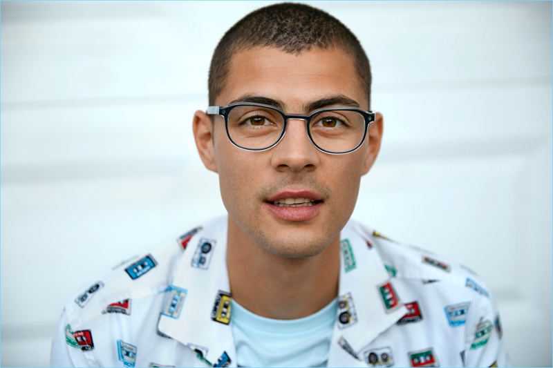 Donning glasses, Micky Ayoub fronts Original Penguin's spring-summer 2018 campaign.