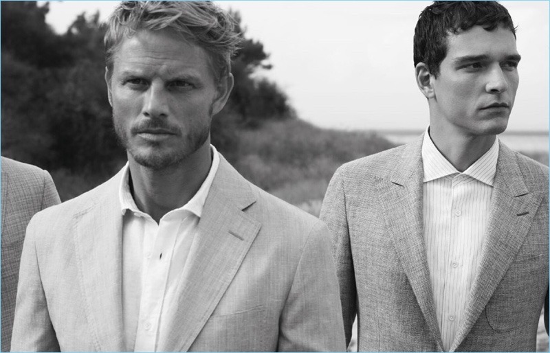 Models Arnaud Lemaire and Alexandre Cunha star in Pal Zileri's spring-summer 2018 campaign.