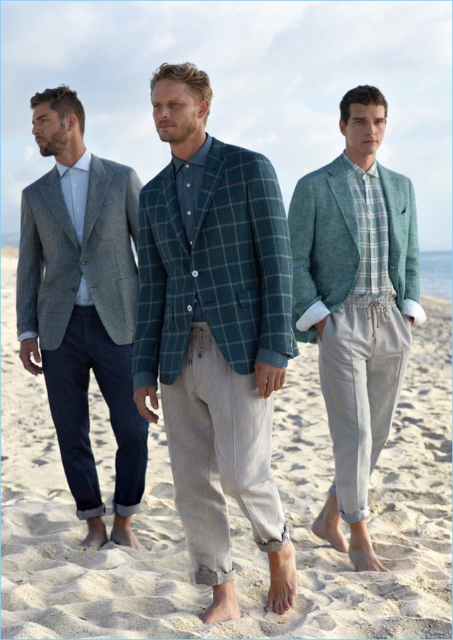 André Ziehe, Arnaud Lemaire, and Alexandre Cunha front Pal Zileri's spring-summer 2018 campaign.