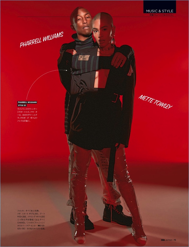 Dennis Leupold photographs Pharrell and Mette Towley for GQ Japan.