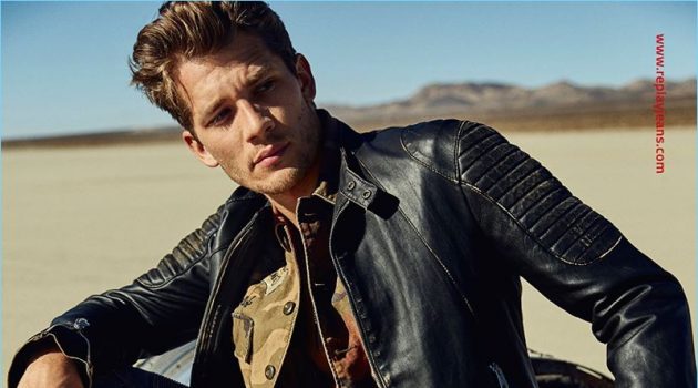 Andrey Zakharov Rocks Denim & Leather for Replay Spring '18 Campaign Andrey Zakharov embraces a timeless cool for Replay's spring-summer 2018 campaign.