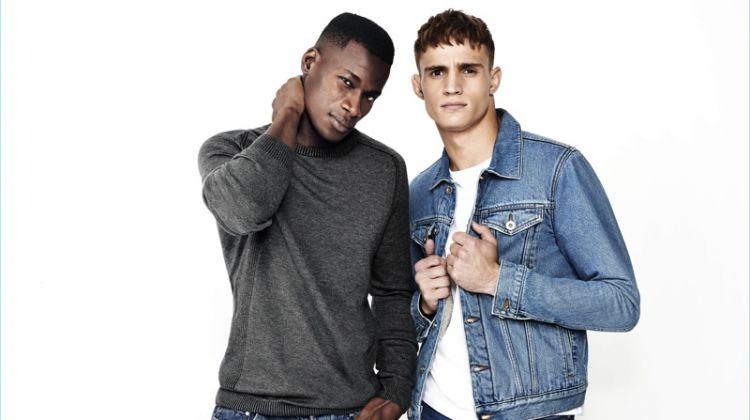 David Agbodji and Julian Schneyder rock denim fashions from River Island.