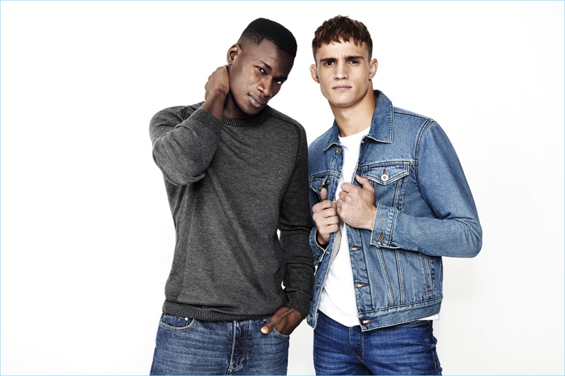 David Agbodji and Julian Schneyder rock denim fashions from River Island.