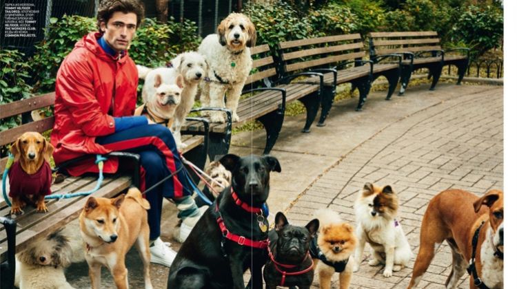 Sean O’Pry Takes Up Dog Walking for GQ Russia