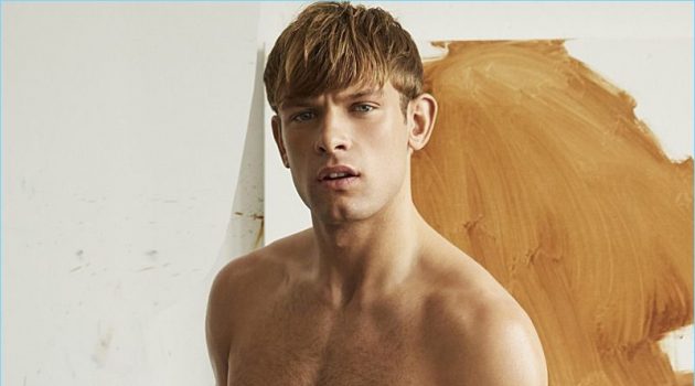 Artistic Inspiration: Elliott Reeder Models Underwear & Loungewear for Simons Taking a walk on the wild side, Elliott Reeder wears leopard print underwear by LE 31.