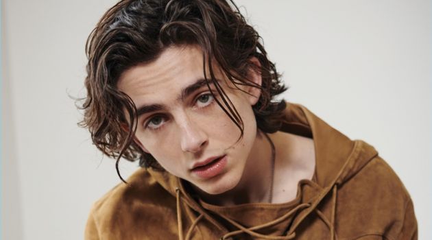Timothée Chalamet Covers VMAN, Talks 80s Nostalgia Connecting with VMAN, Timothée Chalamet wears a suede Saint Laurent top.