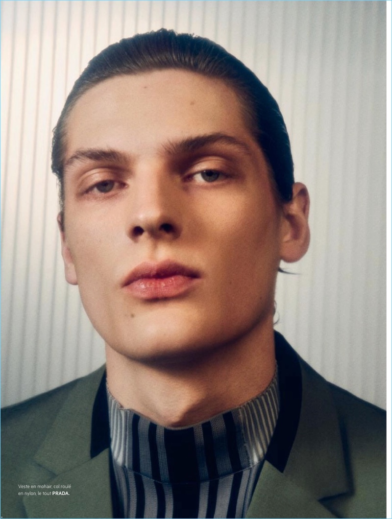 Valentin Caron Models Prada Looks for L'Officiel Hommes Cover Shoot ...