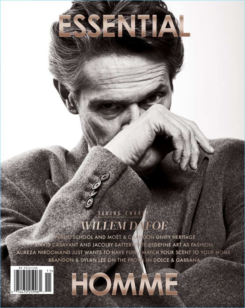 Willem Dafoe covers Essential Homme.