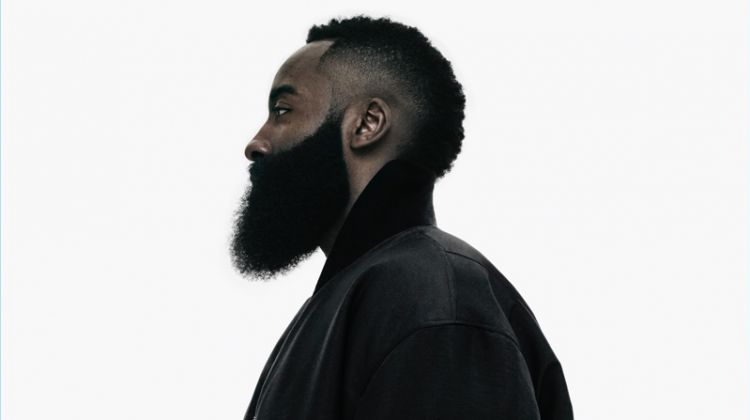 Basketball player James Harden wears a bomber jacket from Y-3's new capsule collection.