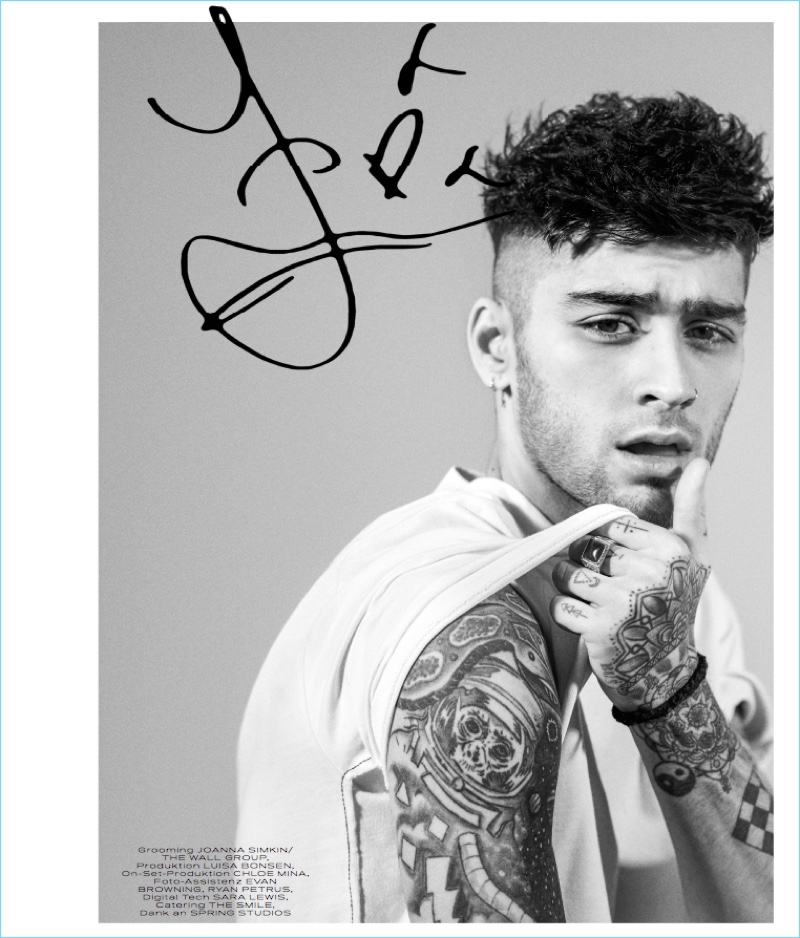 Showing off his tattoos, Zayn Malik stars in a new photo shoot. » Zayn Malik Covers Interview Germany, Wears Louis Vuitton Showing off his tattoos, Zayn Malik stars in a new photo shoot.