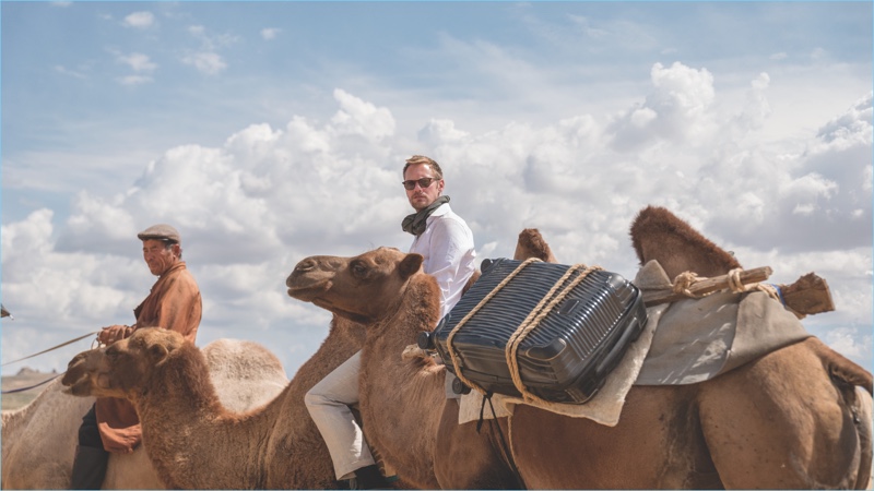 Putting Tumi's Latitude collection to the test, Alexander SkarsgÃ¥rd fronts a campaign for the brand.