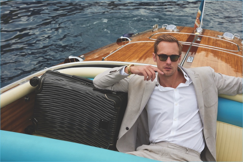 Alexander Skarsgård stars in Tumi's new campaign to promote its Latitude collection.