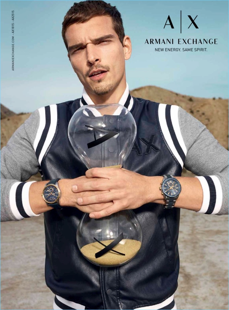 Alexandre Cunha reunites with Armani Exchange for its spring-summer 2018 watches campaign.