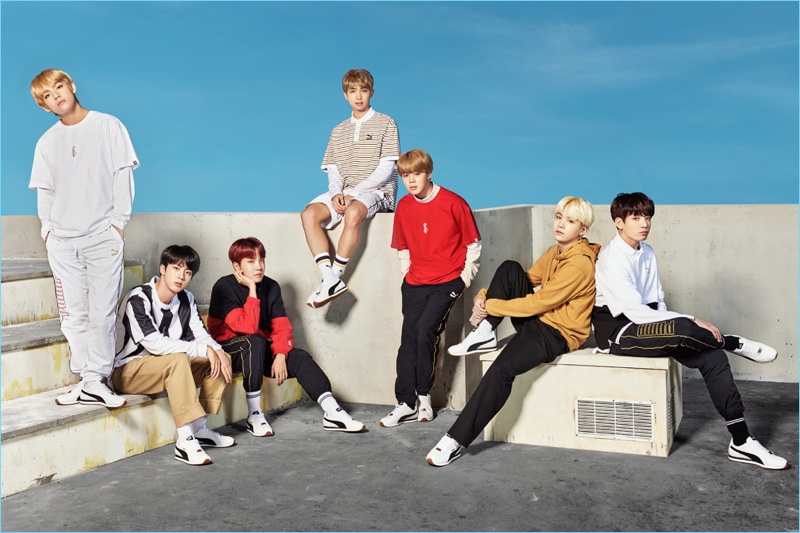 Making a sporty style statement, BTS fronts a campaign for Puma.