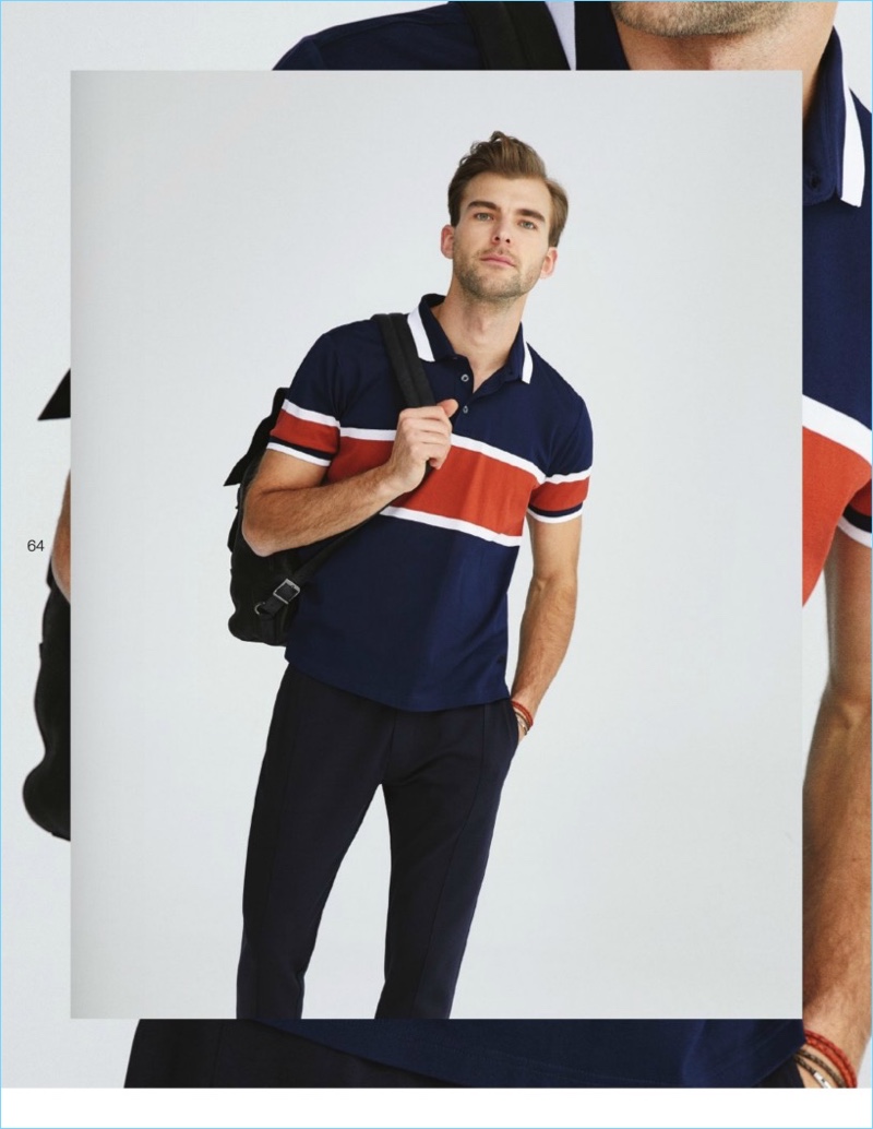 Ready for travel, Patrick Kafka wears a color-blocked polo from Beymen Collection. » Patrick Kafka Embodies Beymen Collection's Stylish Man for Spring '18 Ready for travel, Patrick Kafka wears a color-blocked polo from Beymen Collection.