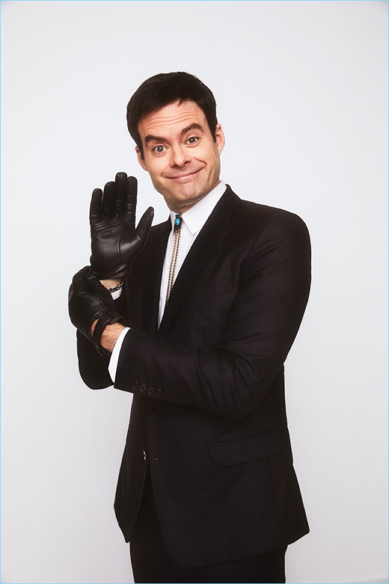 Actor Bill Hader wears a shirt and suit by Dolce & Gabbana.
