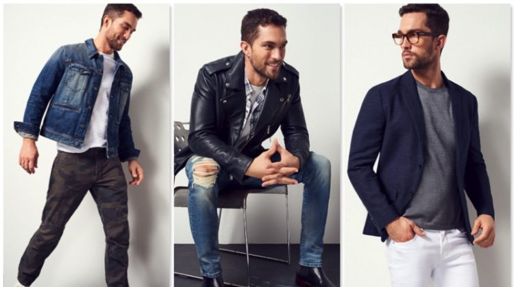 Tobias Sorensen models denim looks for a new style guide from Bloomingdale's.