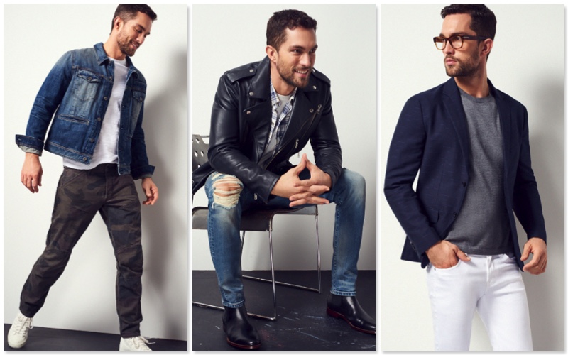 Tobias Sorensen models denim looks for a new style guide from Bloomingdale's.