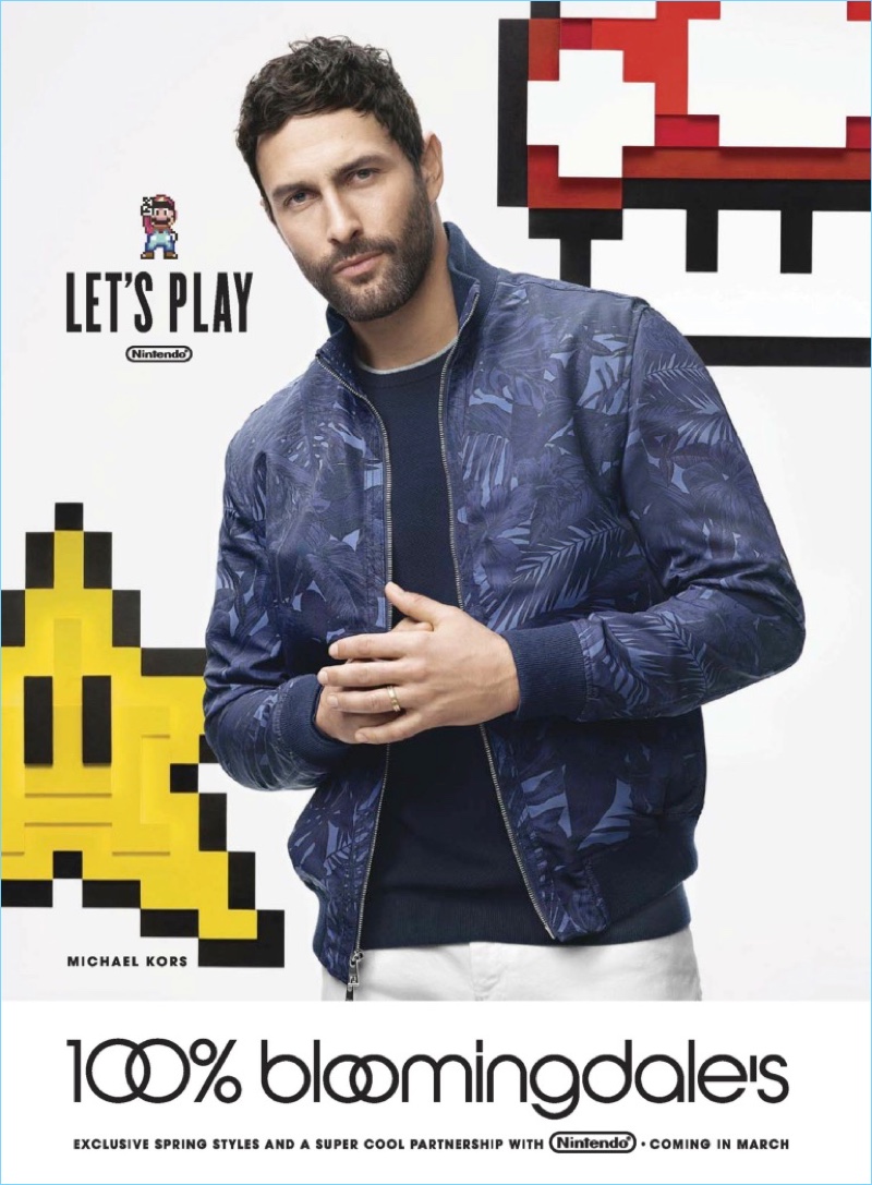 Model Noah Mills dons a look from Michael Kors.