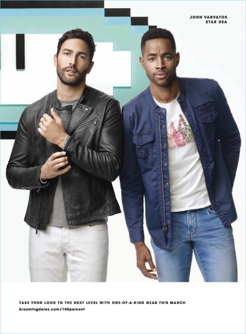 Bloomingdale's enlists Noah Mills and Jay Ellis to showcase the latest from John Varvatos Star USA.