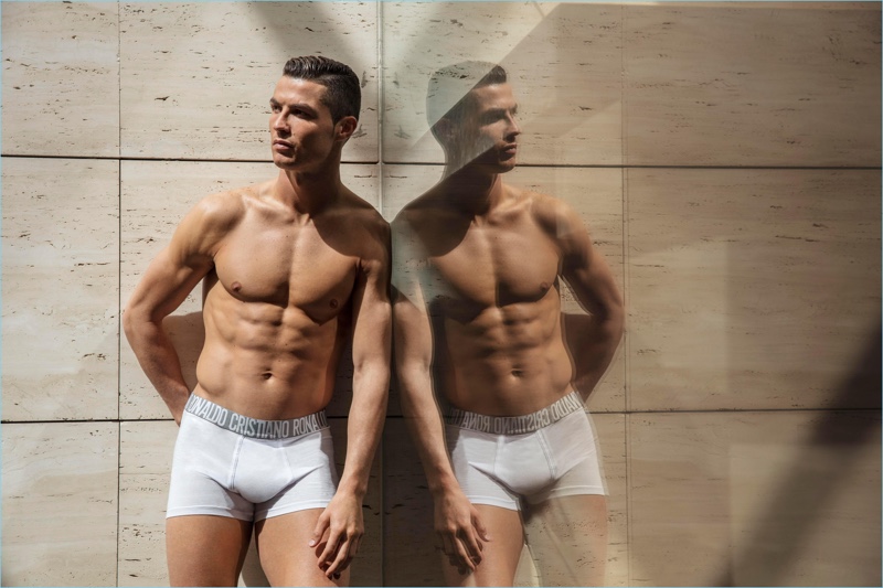 Mirrored, Cristiano Ronaldo fronts the spring-summer 2018 campaign for CR7 Underwear.