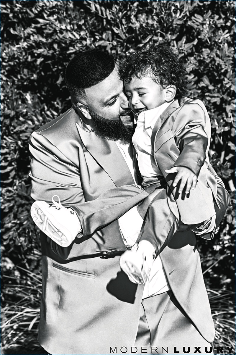 Warwick Saint photographs DJ Khaled and his son Asahd.