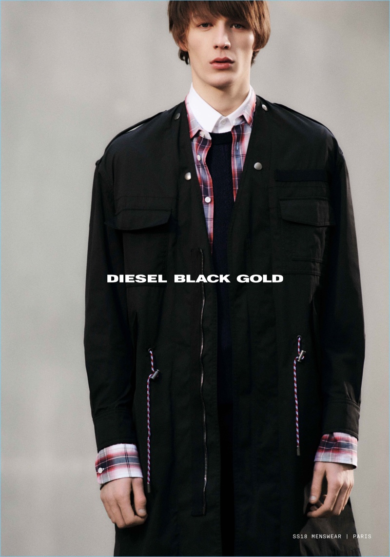 Finnlay Davis stars in Diesel Black Gold's spring-summer 2018 campaign.