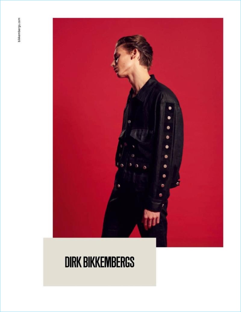 Delivering a side profile, Christopher Einla stars in Dirk Bikkembergs' spring-summer 2018 campaign.
