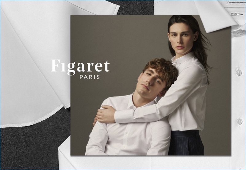 Models Tom Webb and Esther Sadock front Figaret's spring-summer 2018 campaign. » Tom Webb Champions Figaret's Luxe Shirts for Spring '18 Campaign Models Tom Webb and Esther Sadock front Figaret's spring-summer 2018 campaign.