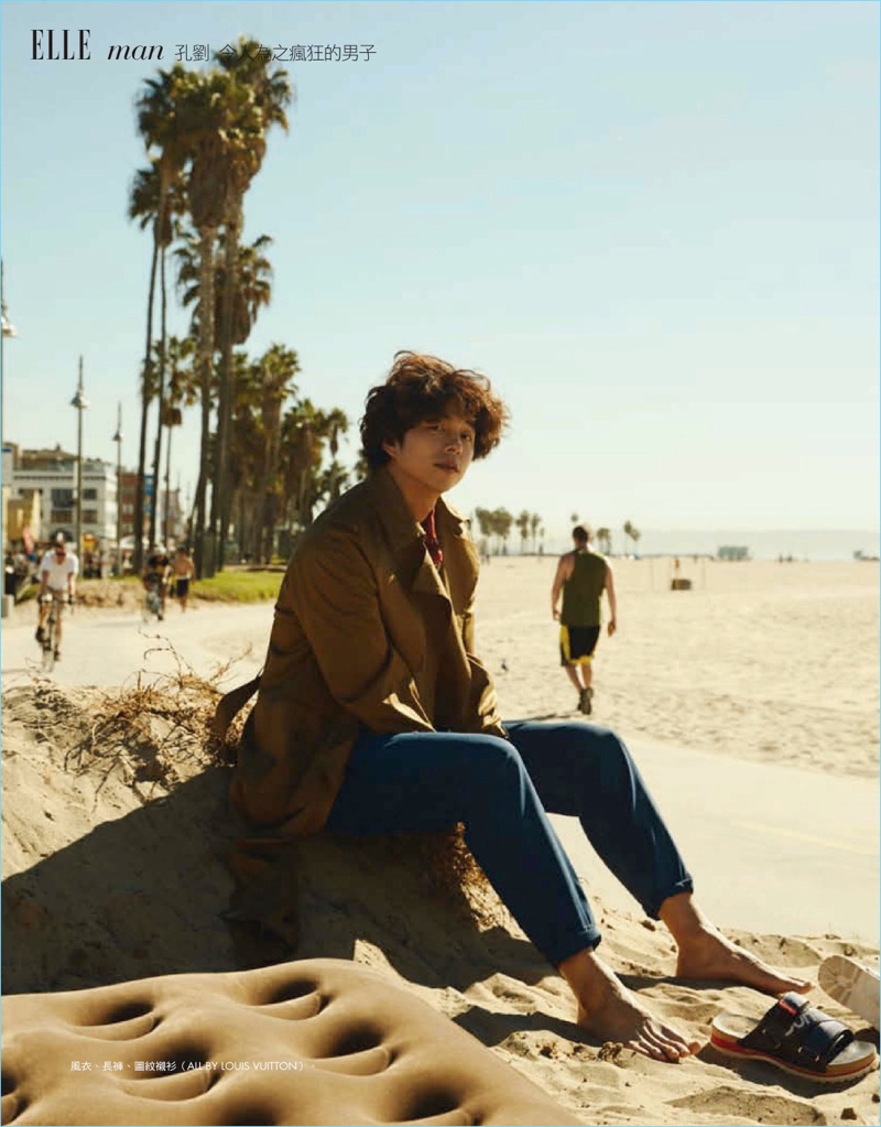 Actor Gong Yoo wears Louis Vuitton as he takes to the beach.