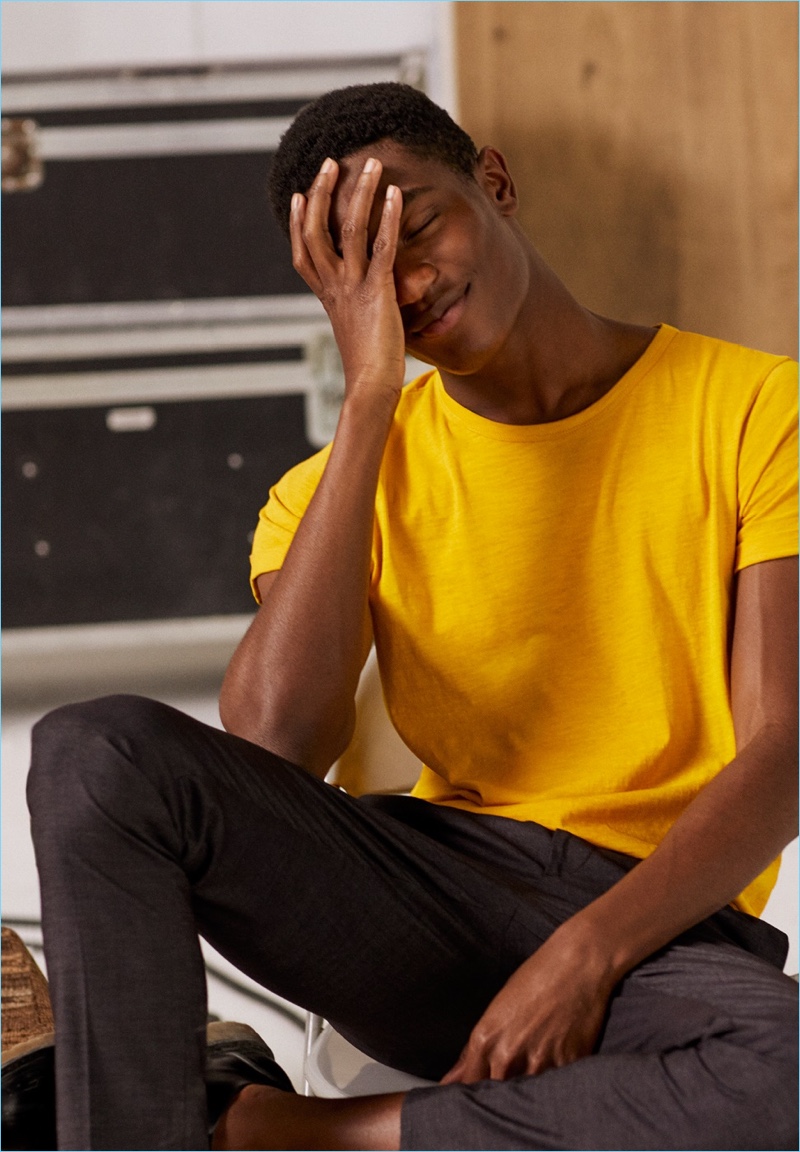 Hamid Onifade wears contemporary basics for H&M's spring arrivals campaign.