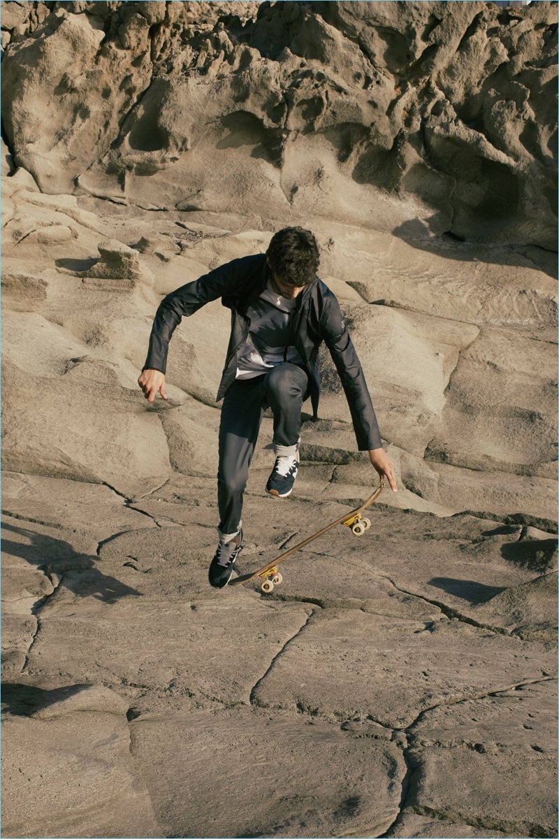 Matthew Bell skateboards as the star of IKKS' spring-summer 2018 campaign.