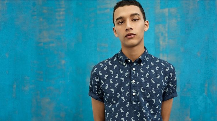 Short-Sleeve Shirt: Jackson Hale models a paisley print short-sleeve shirt from J.Crew.